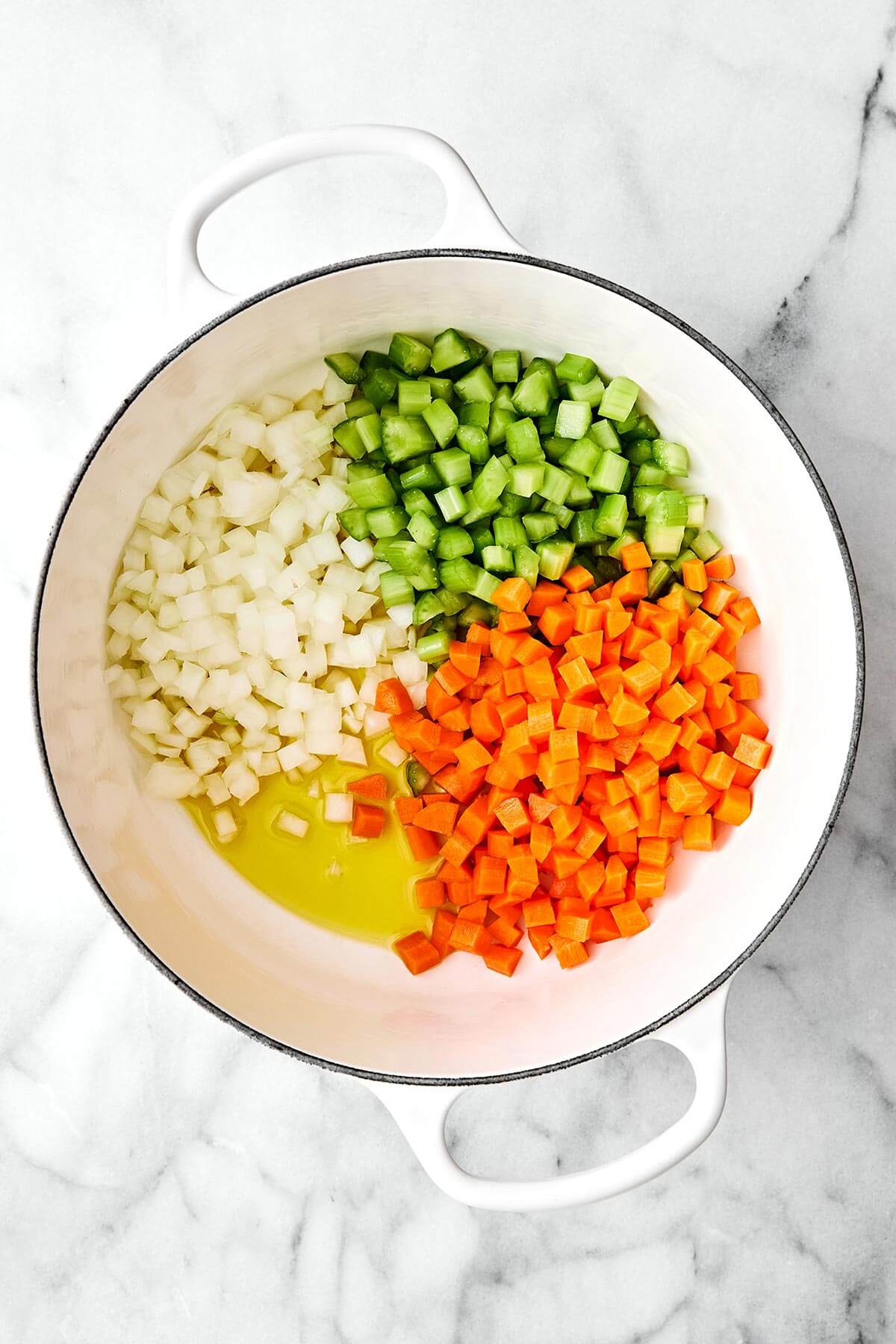 Lentil soup is the perfect vegetarian meal to cozy up with for fall and winter. It’s hearty, healthy, and wonderfully filling thanks to its plant-based protein. And while there are many variations of lentil soup, this simple and vibrant Mediterranean version is extra special. Cooked vegetables in a pot.