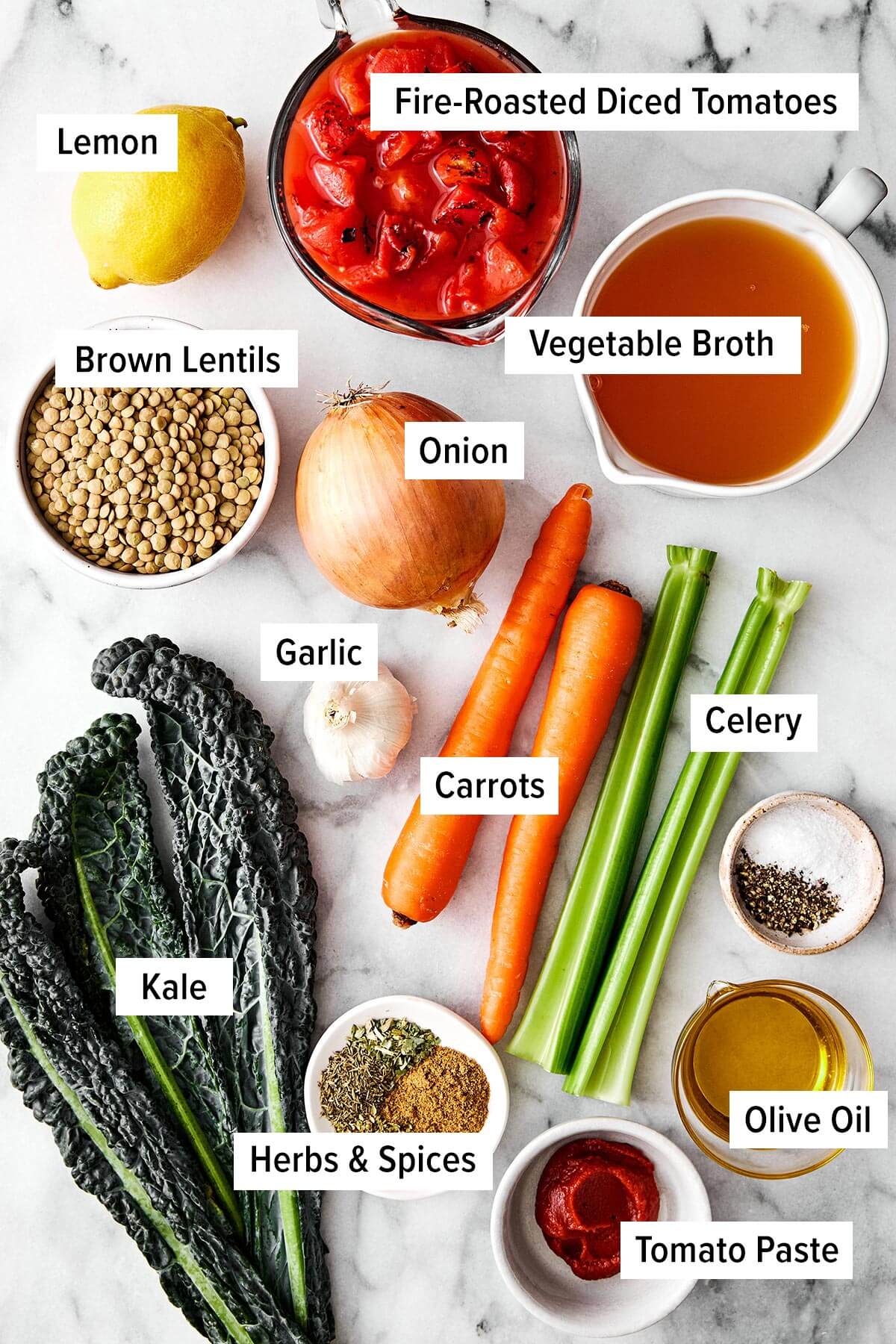 Lentil soup is the perfect vegetarian meal to cozy up with for fall and winter. It’s hearty, healthy, and wonderfully filling thanks to its plant-based protein. And while there are many variations of lentil soup, this simple and vibrant Mediterranean version is extra special. Ingredients for lentil soup.